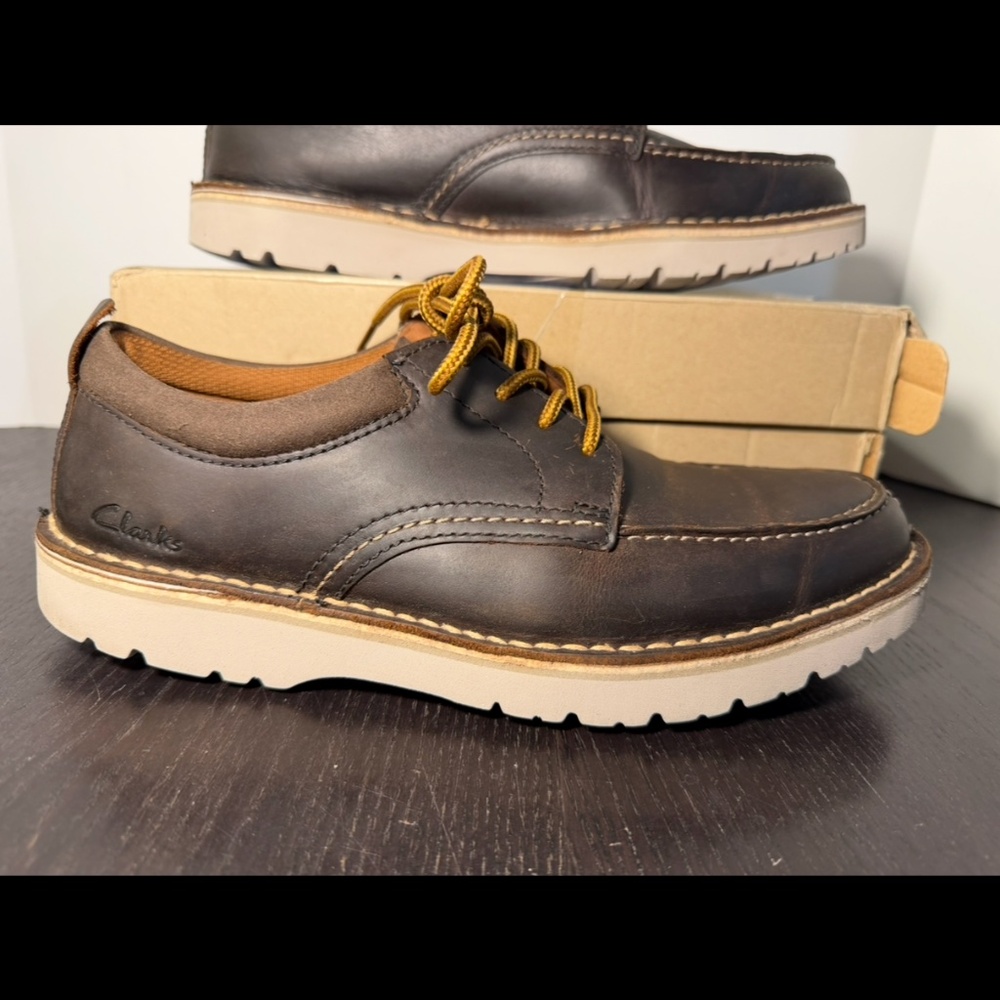Clarks Eastridge Moc Loafers Shoes Beeswax Brown Leather Mens 8.5M